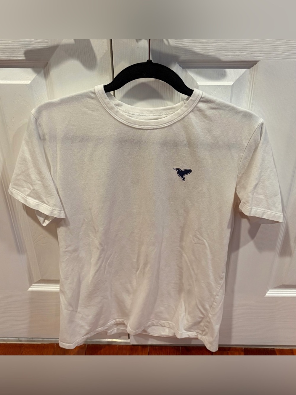 Birddogs White Short Sleeve Tee with Navy Logo, Large